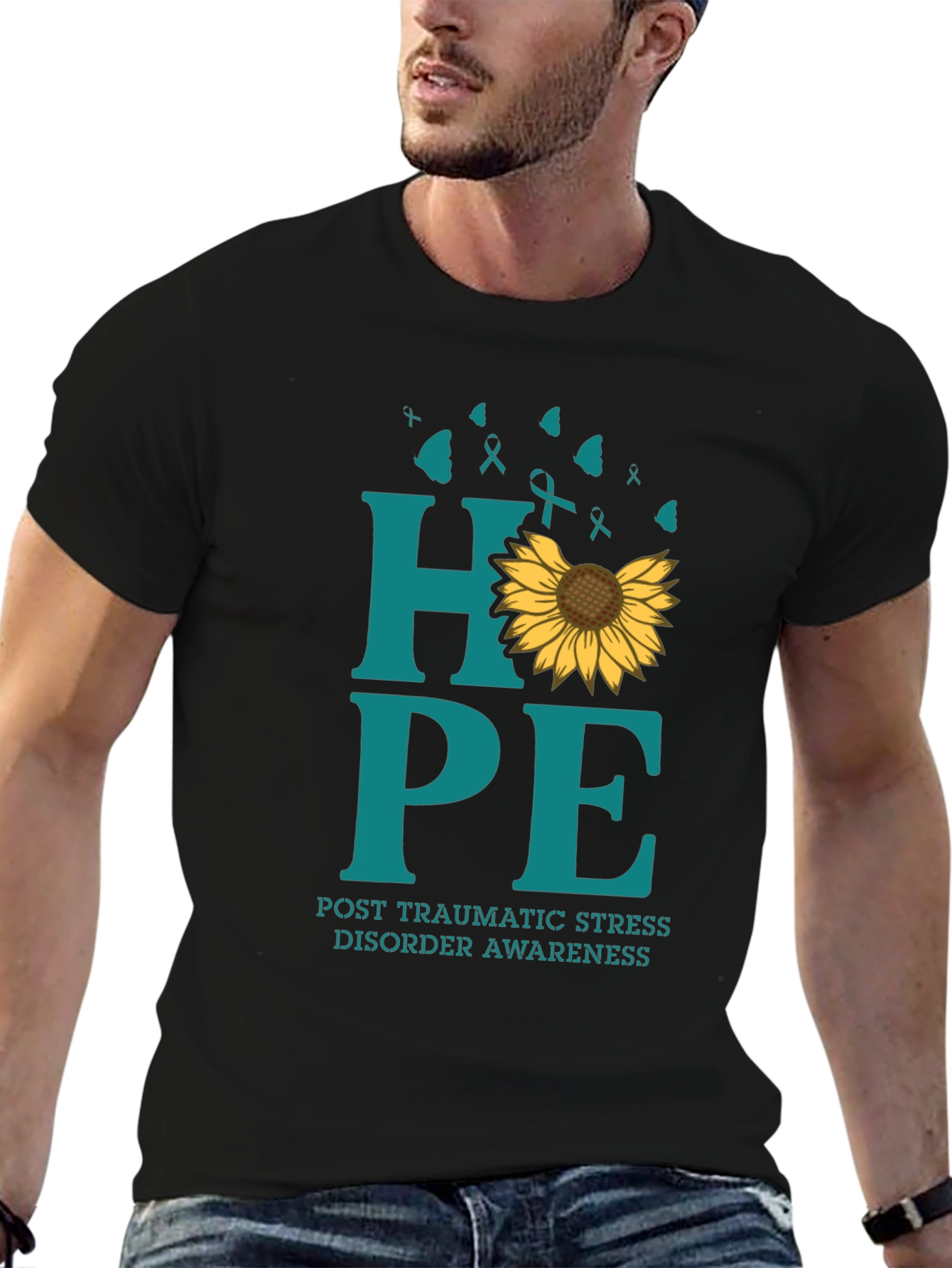 HOPE PTSD Awareness T-Shirt Sunflower Graphic