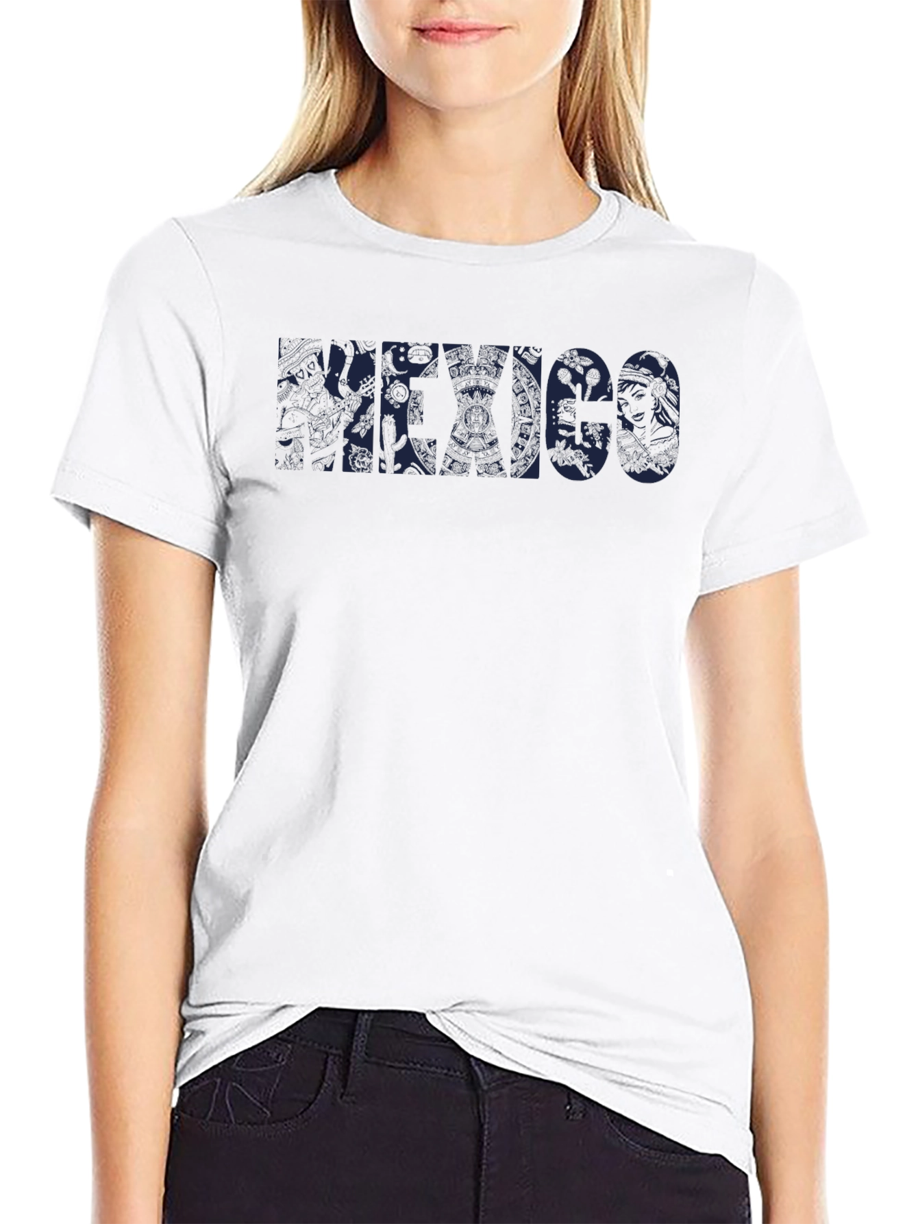 Black Graphic T-Shirt - Mexico Design