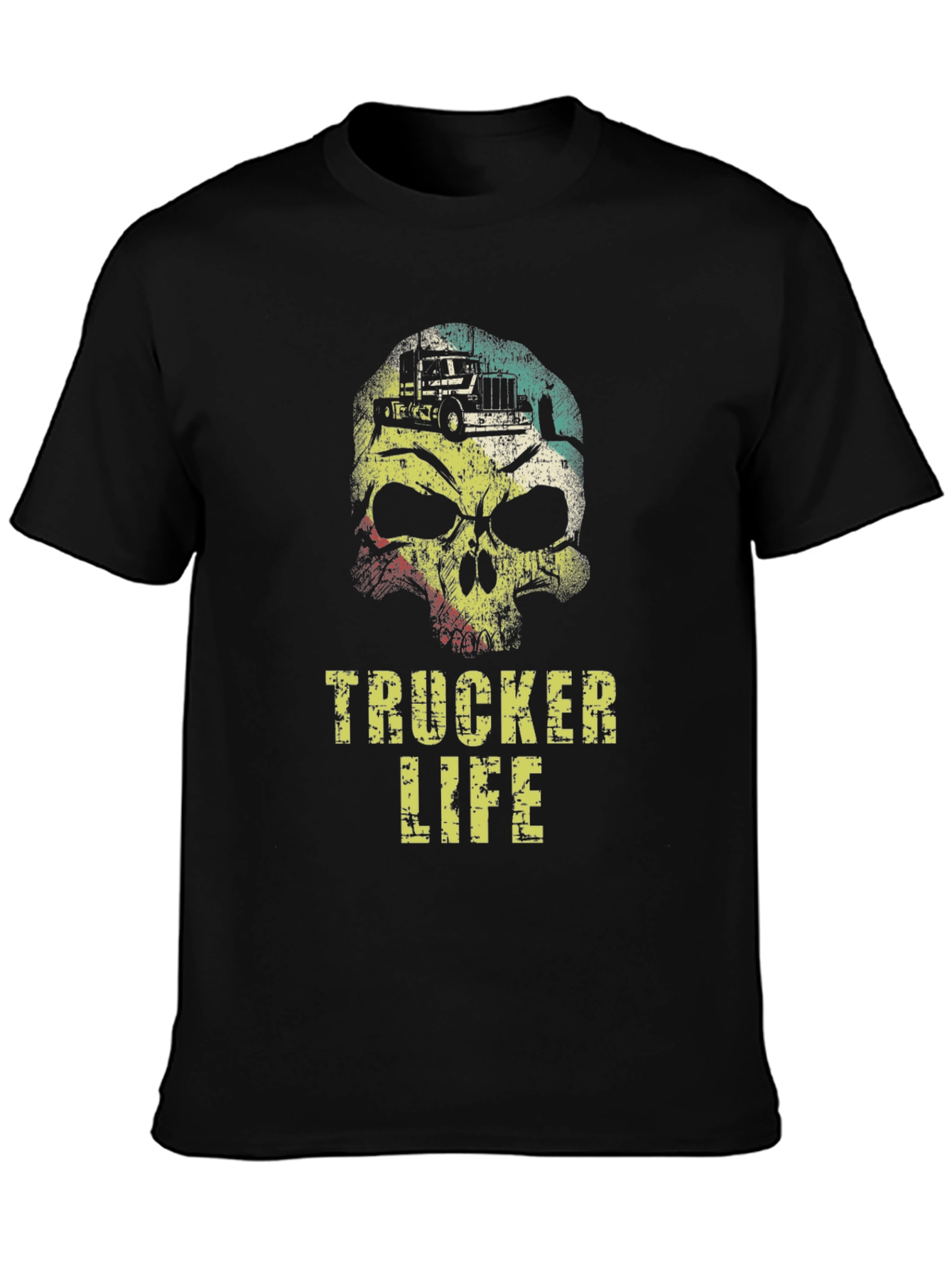 Trucker Life Skull Graphic T-Shirt