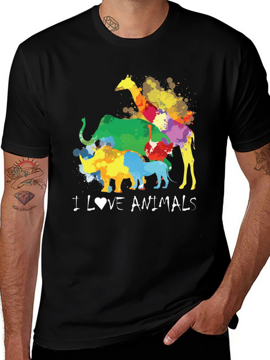 I Love Animals T-Shirt Colorful Graphic Tee