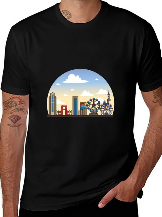 Skyline Graphic T-Shirt - Black Casual Tee