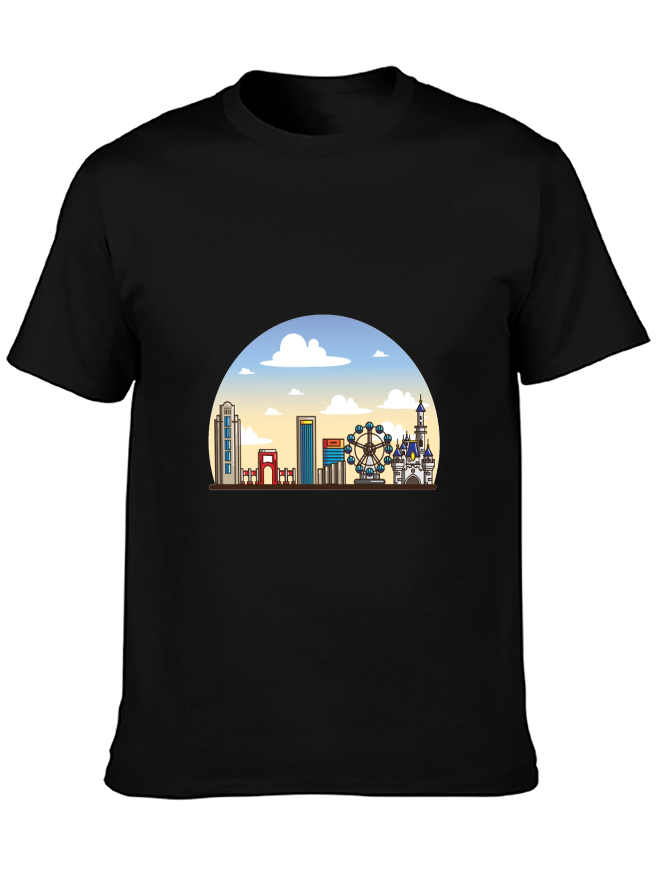 Skyline Graphic T-Shirt - Black Casual Tee