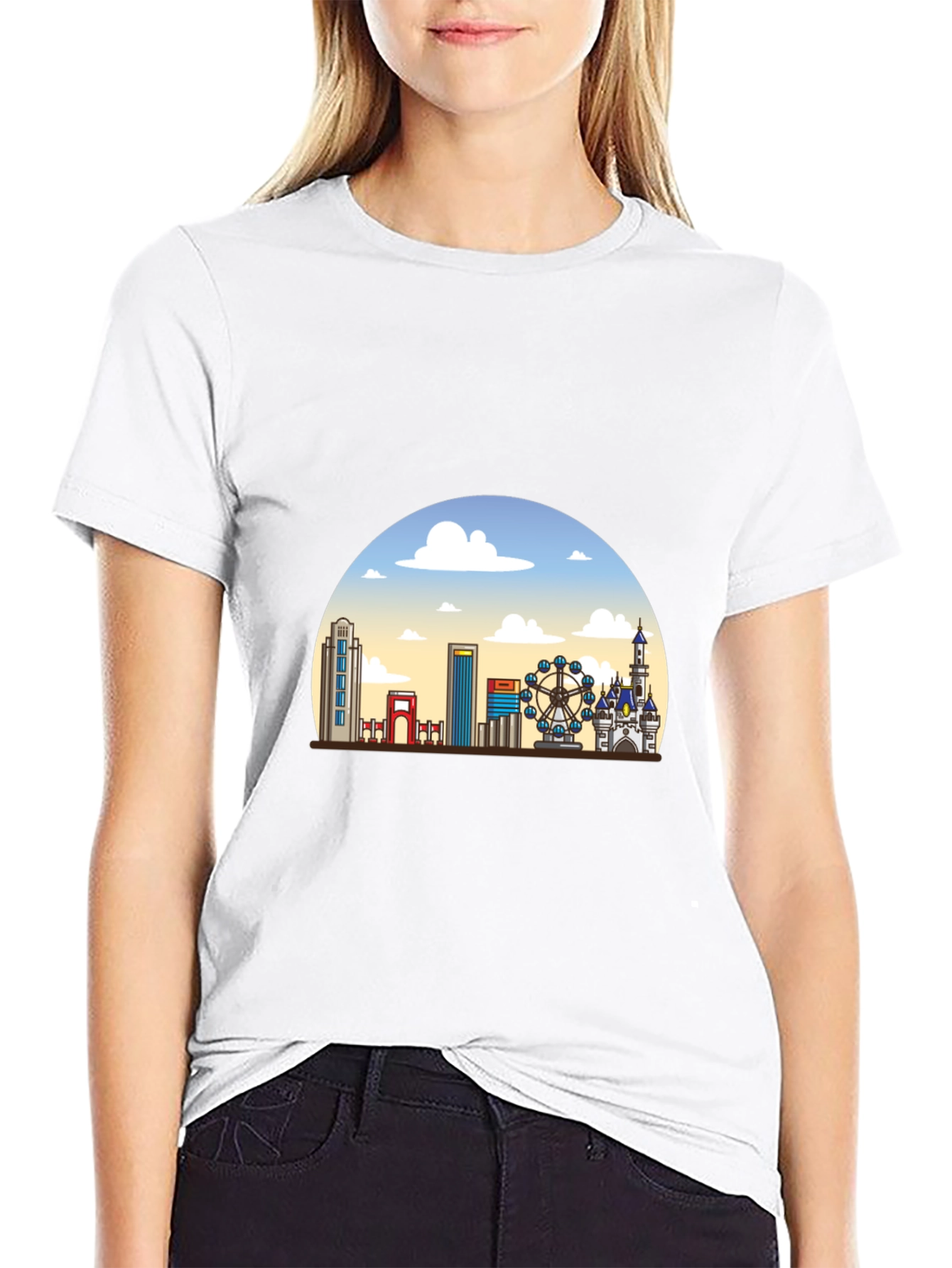 Skyline Graphic T-Shirt - Black Casual Tee