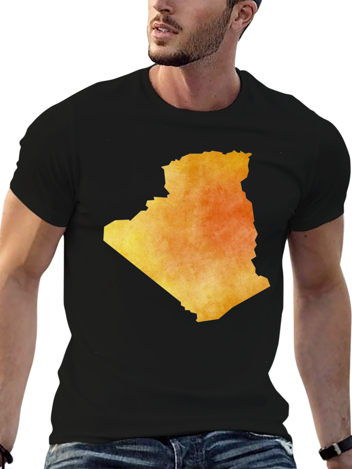 Algeria Map T-Shirt - Black Cotton Graphic Tee
