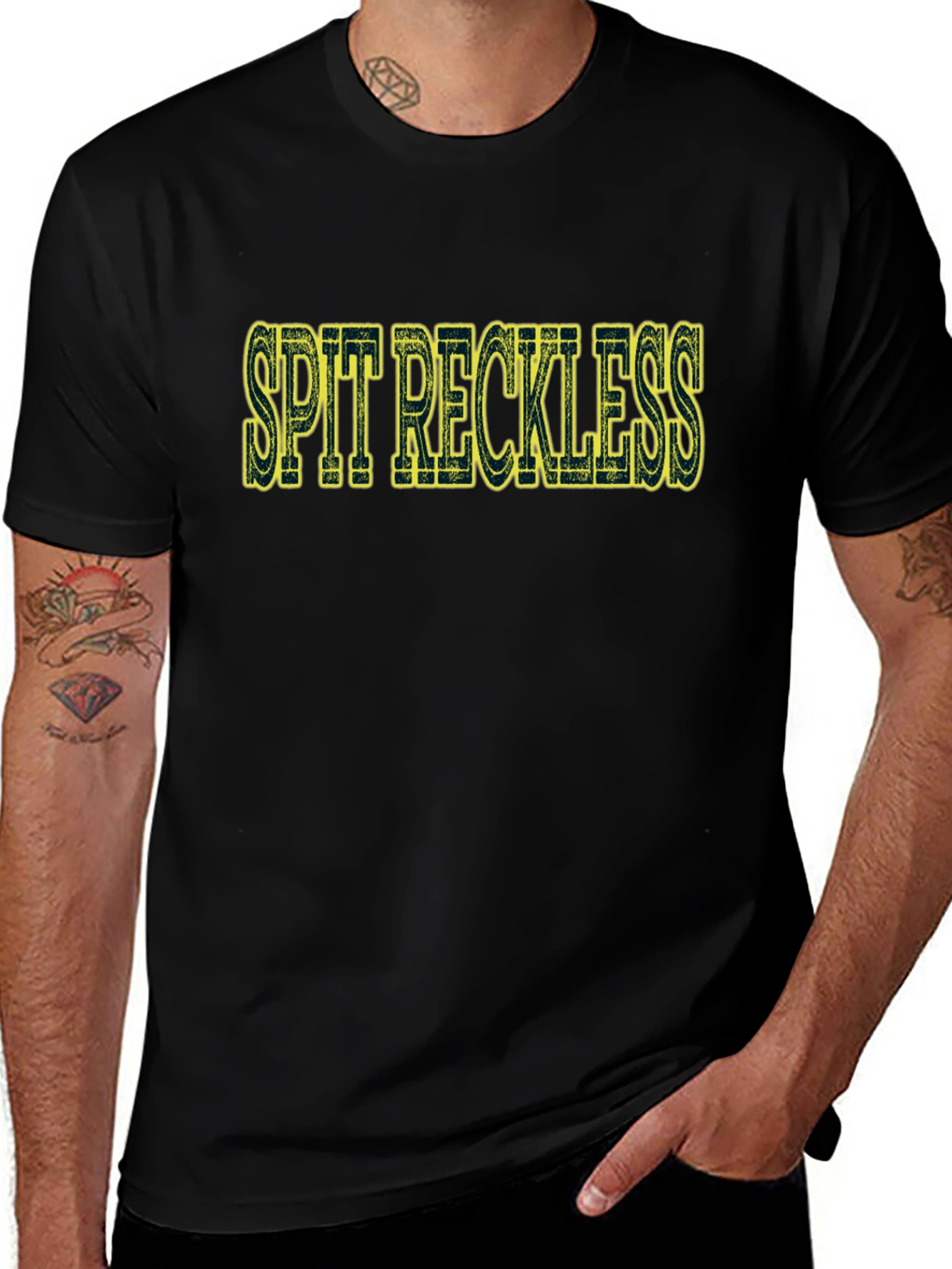 Spit Reckless Graphic Tee - Bold Black T-Shirt