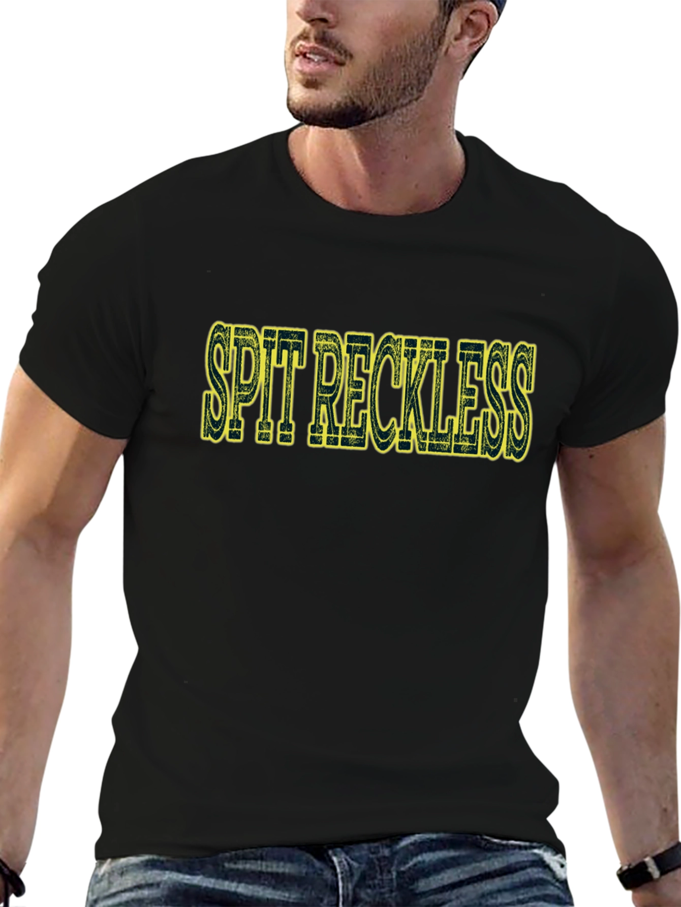 Spit Reckless Graphic Tee - Bold Black T-Shirt