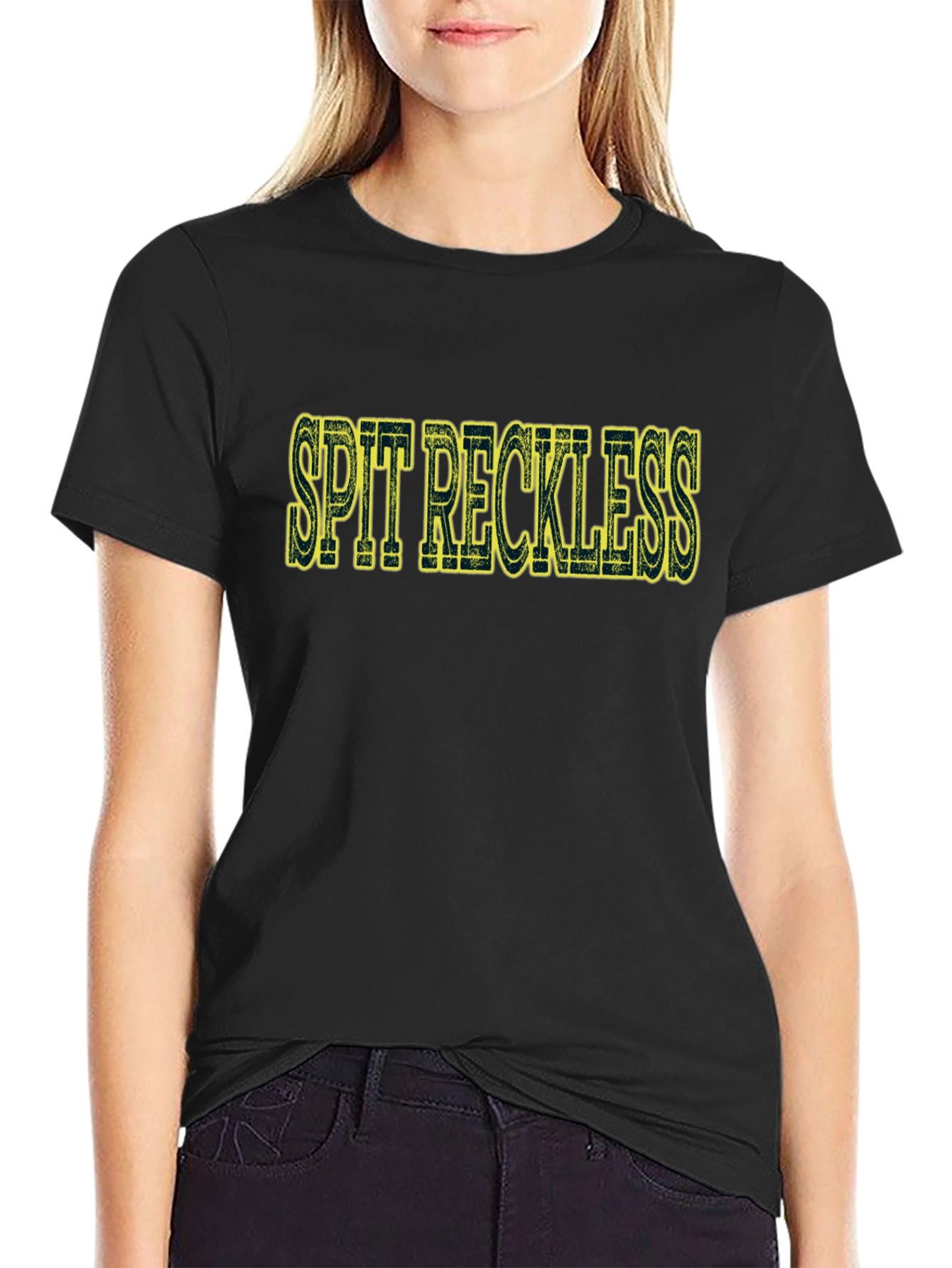 Spit Reckless Graphic Tee - Bold Black T-Shirt
