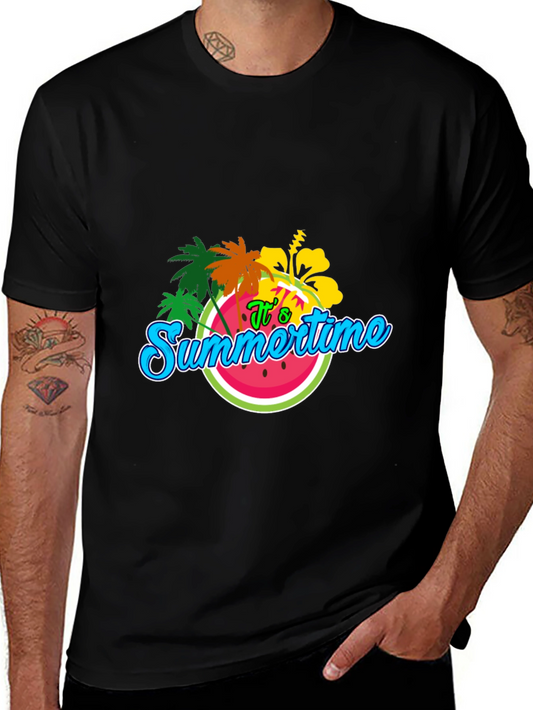 Summertime T-Shirt: Palm Tree & Watermelon Design
