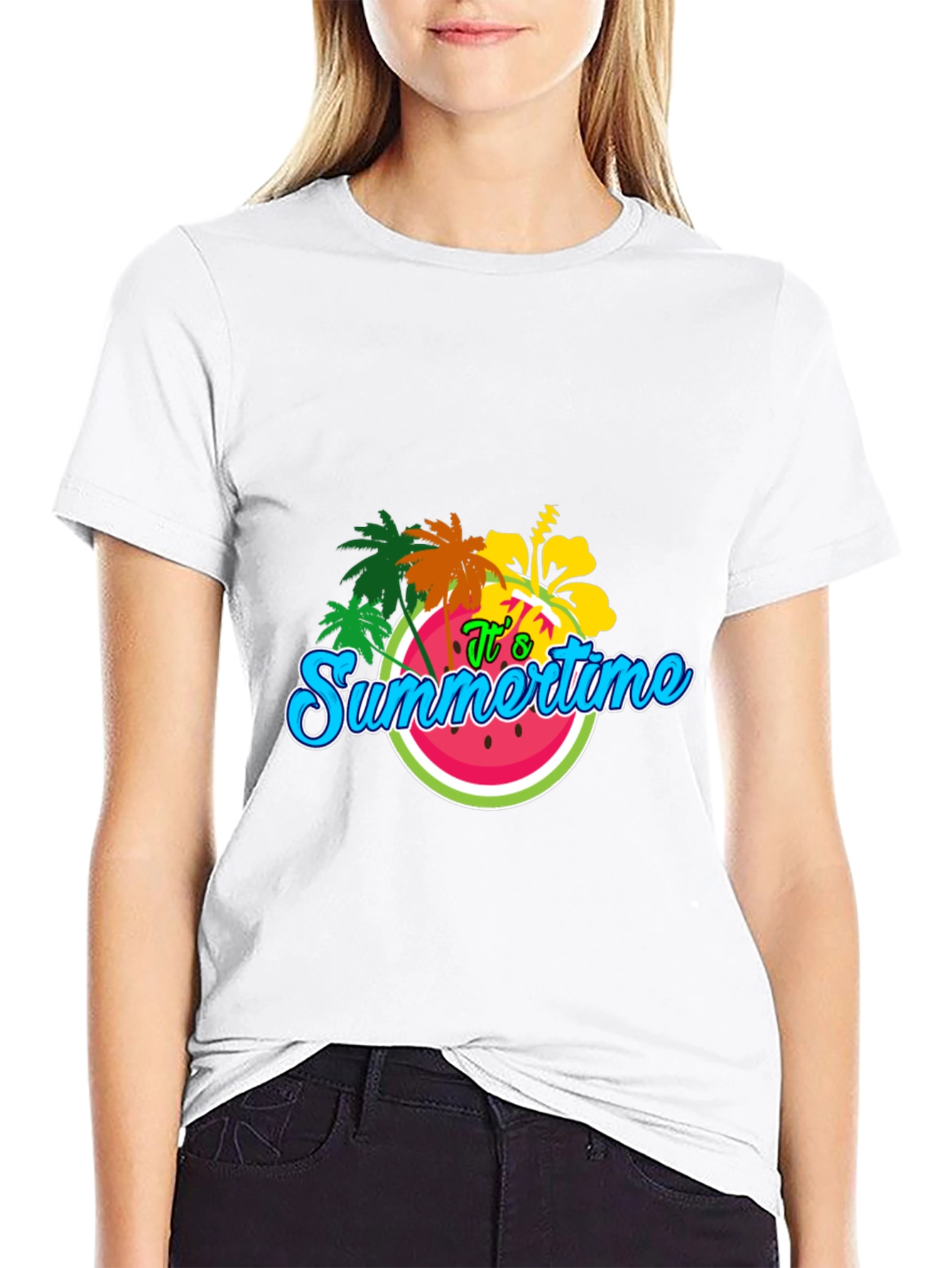 Summertime T-Shirt: Palm Tree & Watermelon Design
