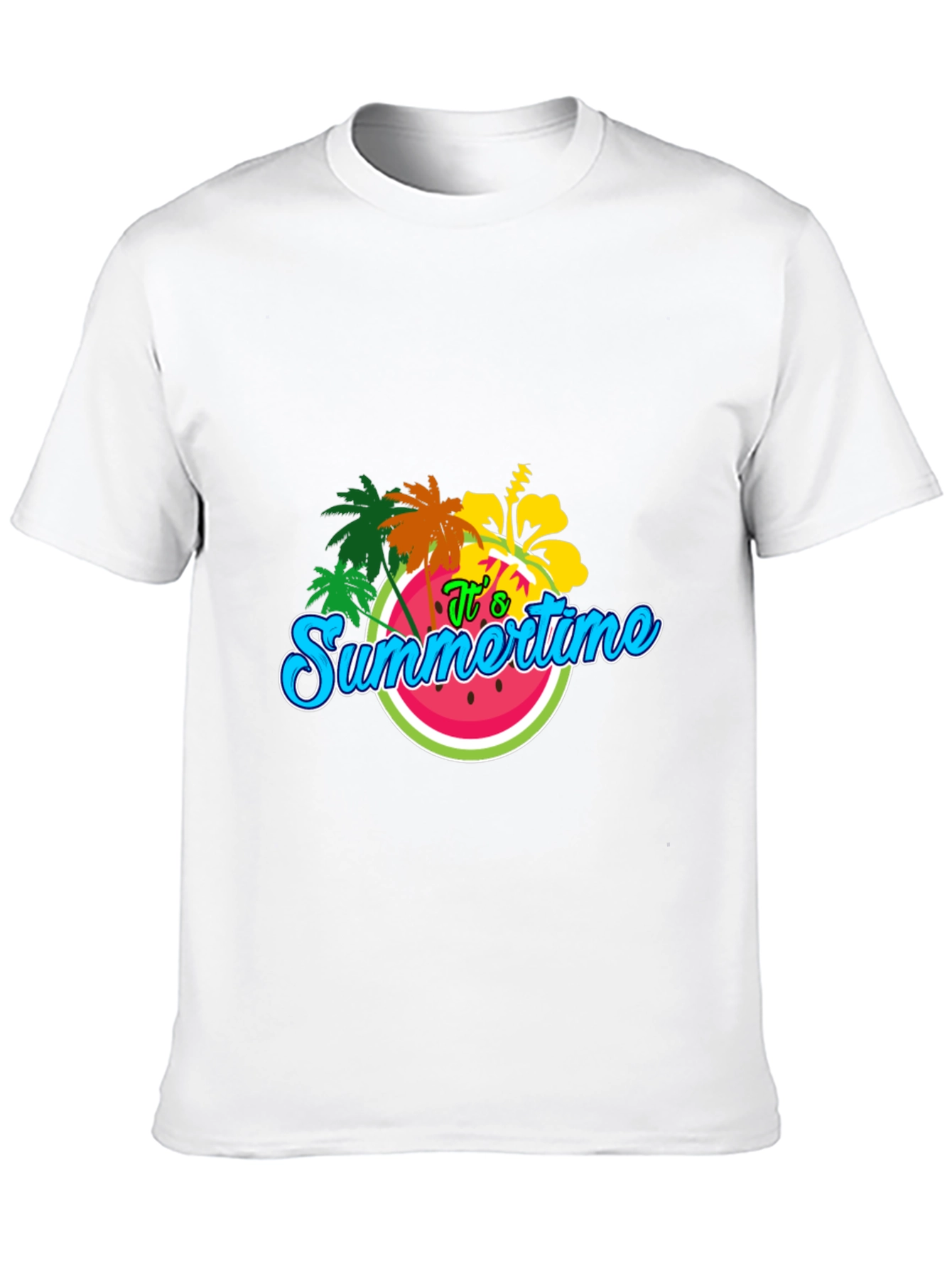 Summertime T-Shirt: Palm Tree & Watermelon Design