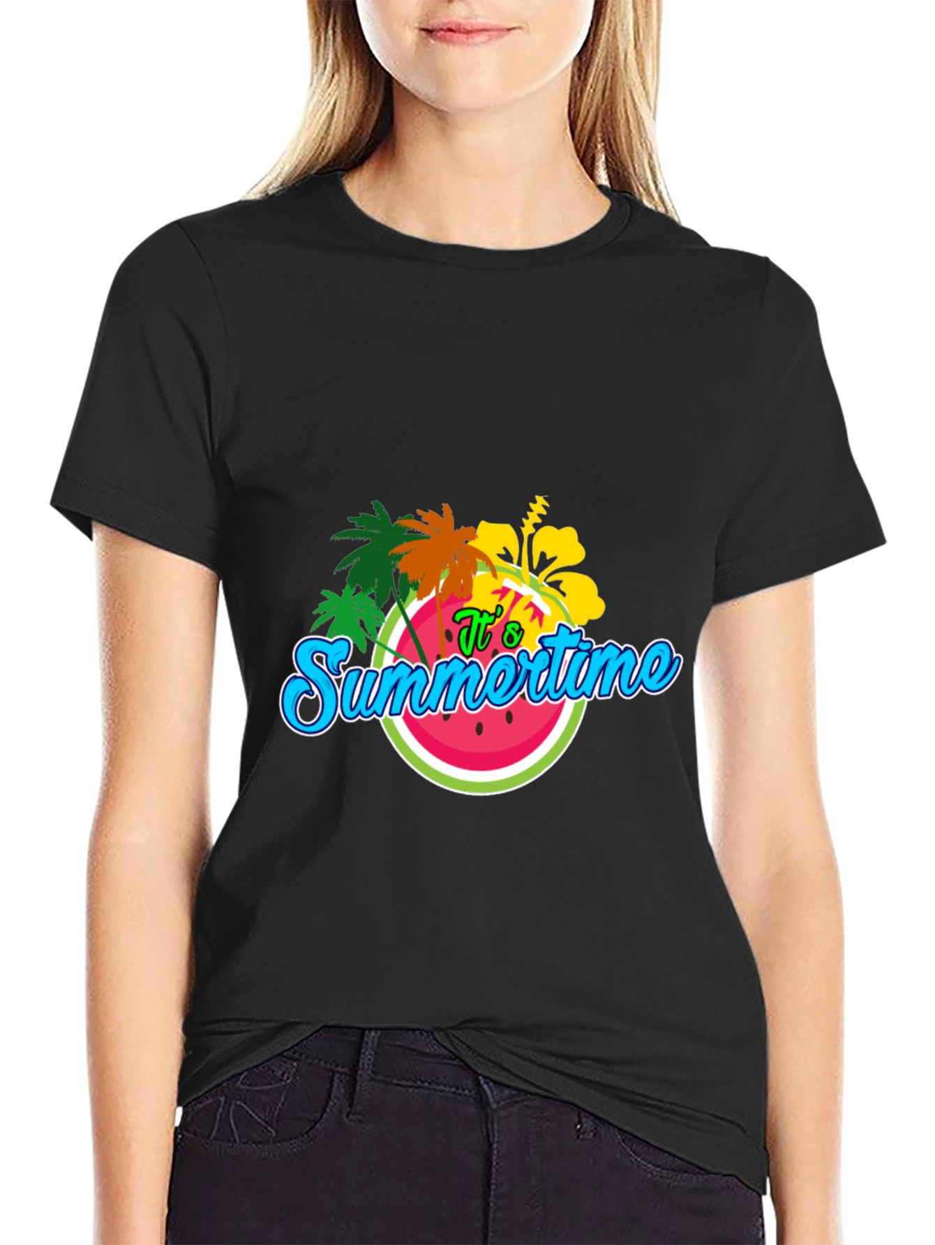 Summertime T-Shirt: Palm Tree & Watermelon Design