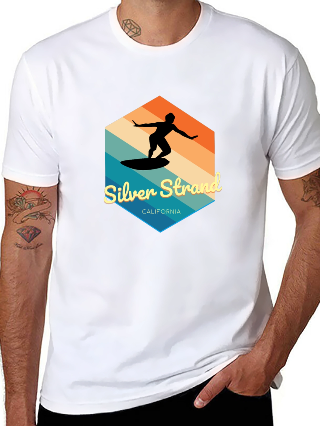 Silver Strand California Surfer Graphic Tee