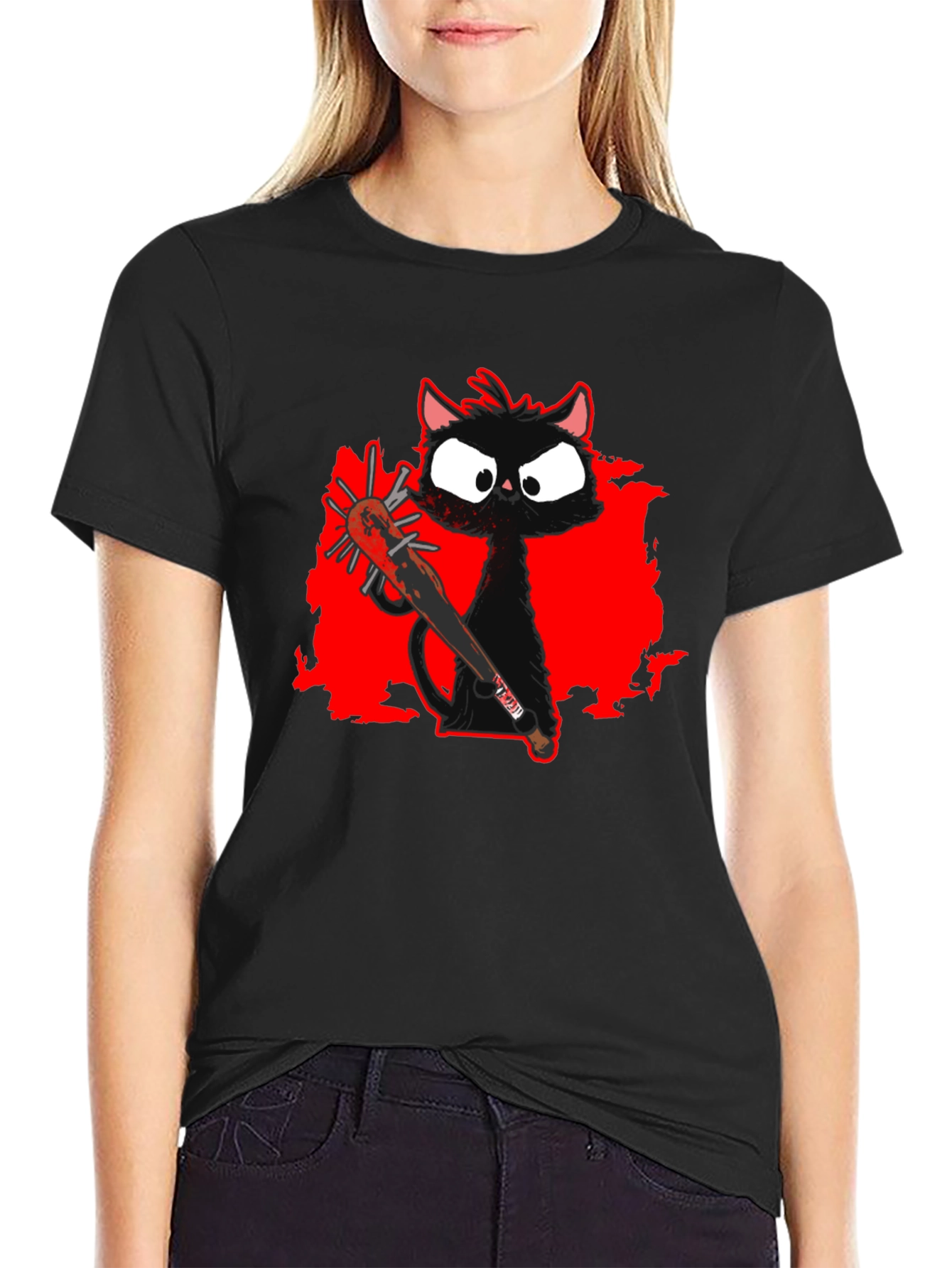 Spooky Cat Baseball Tee