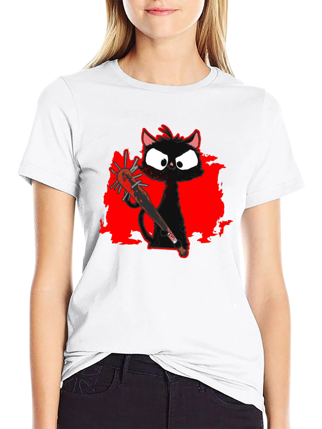 Spooky Cat Baseball Tee