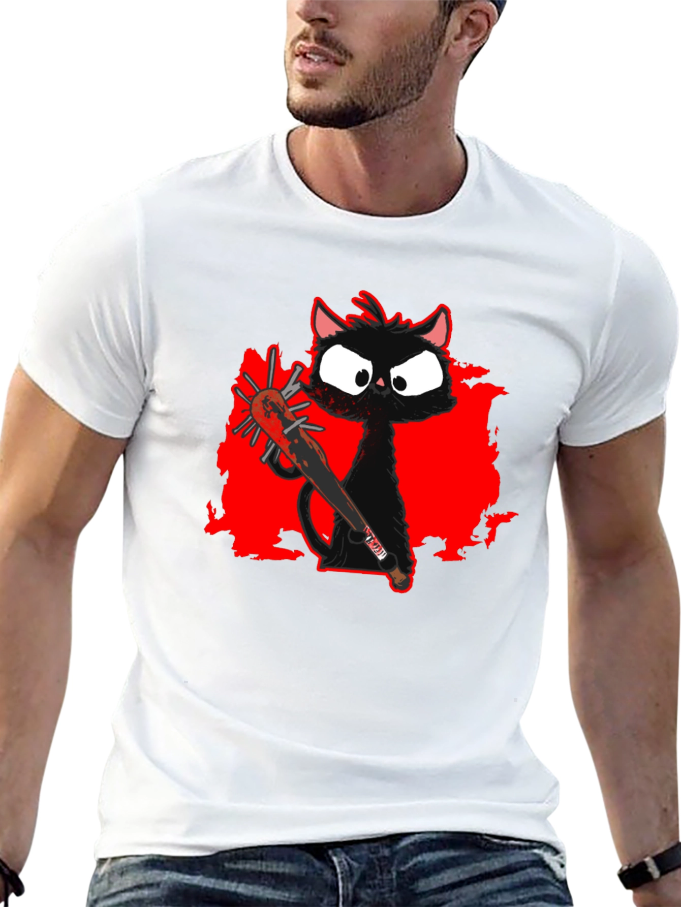 Spooky Cat Baseball Tee