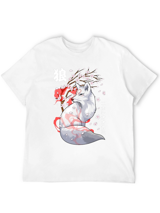 Anime Fox Graphic Tee - Japanese Style