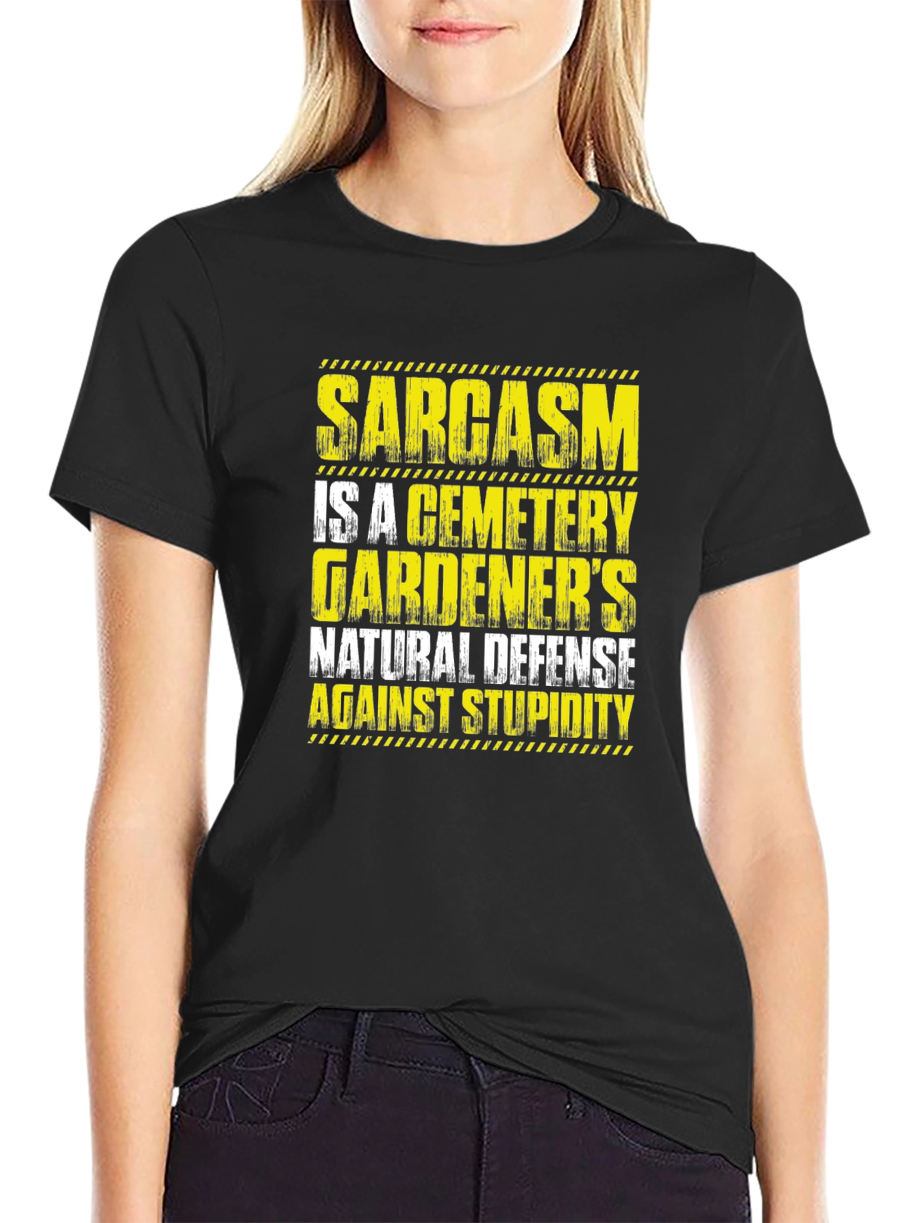 Sarcasm Cemetery Gardeners Defense Black T-Shirt