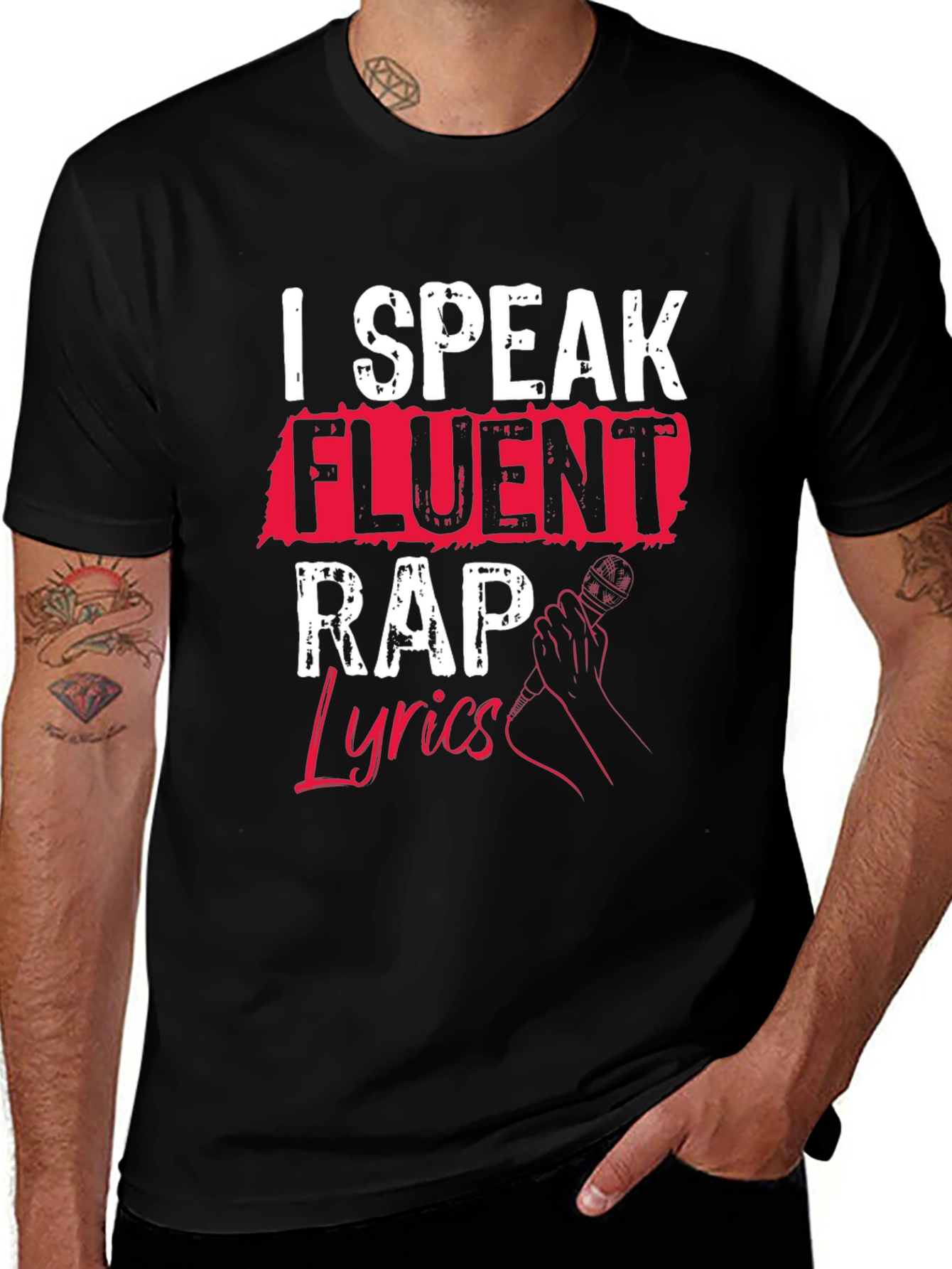 I Speak Fluent Rap Lyrics Black T-Shirt