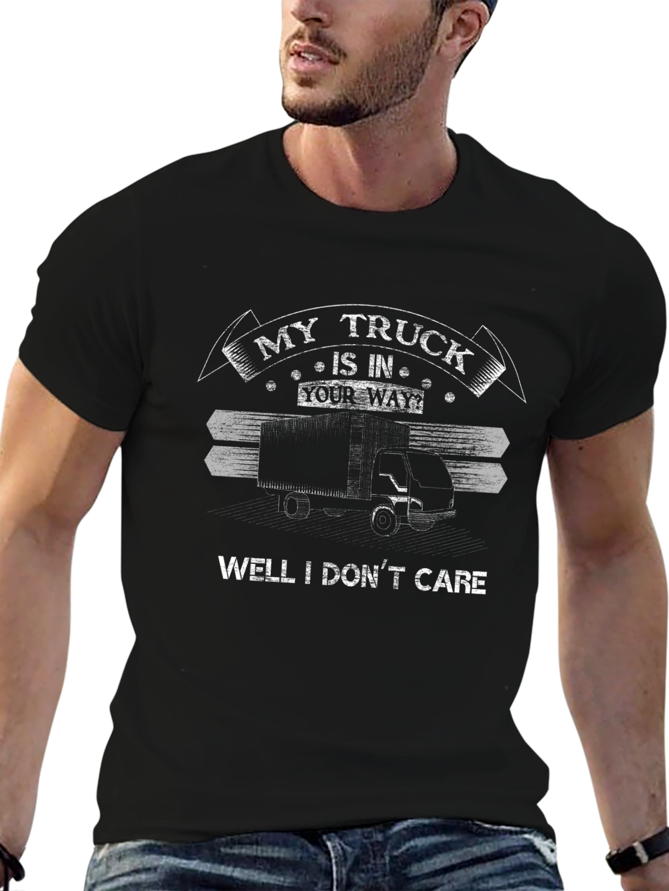 My Truck is in Your Way Funny Black T-Shirt