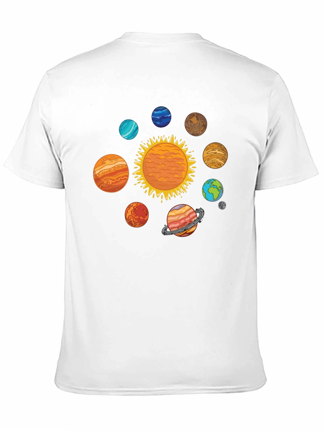 Solar System Planets Graphic Print Black T-Shirt