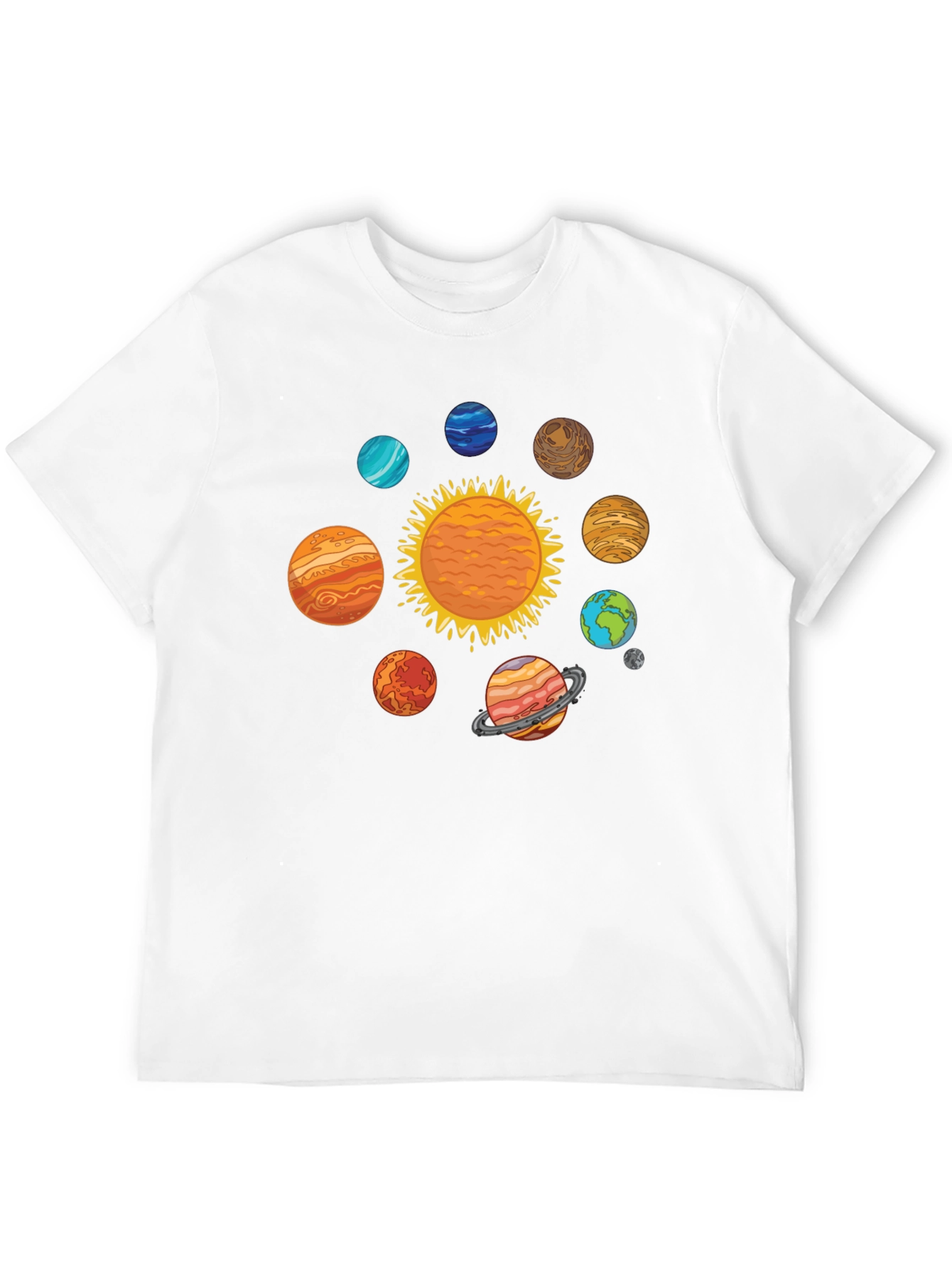 Solar System Planets Graphic Print Black T-Shirt