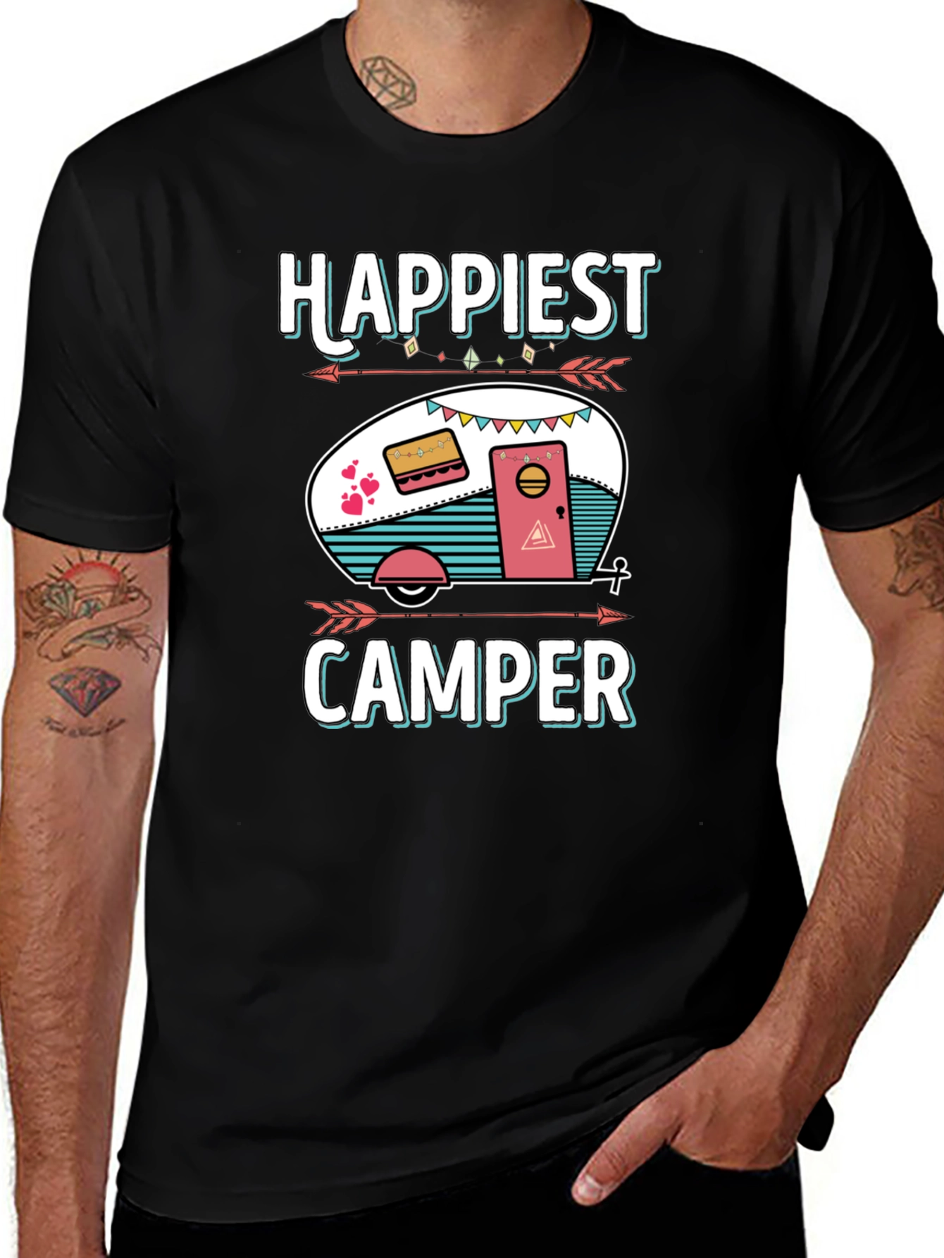 Happiest Camper Graphic T-Shirt - Camping Lover Tee