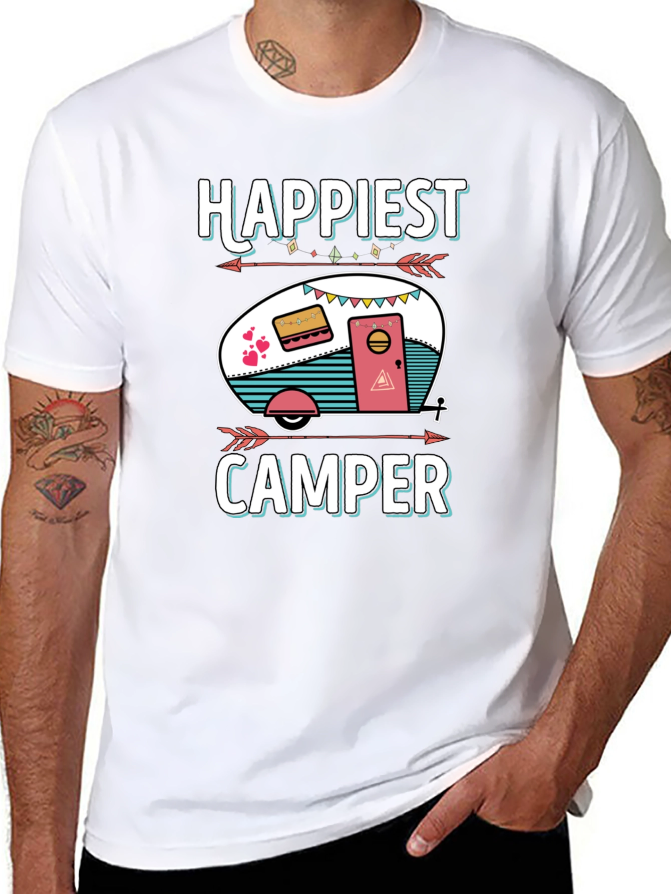 Happiest Camper Graphic T-Shirt - Camping Lover Tee