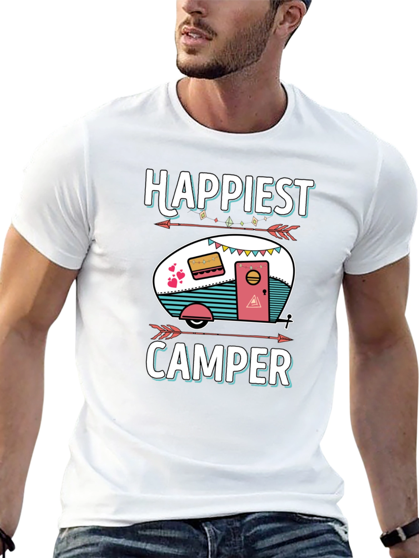 Happiest Camper Graphic T-Shirt - Camping Lover Tee