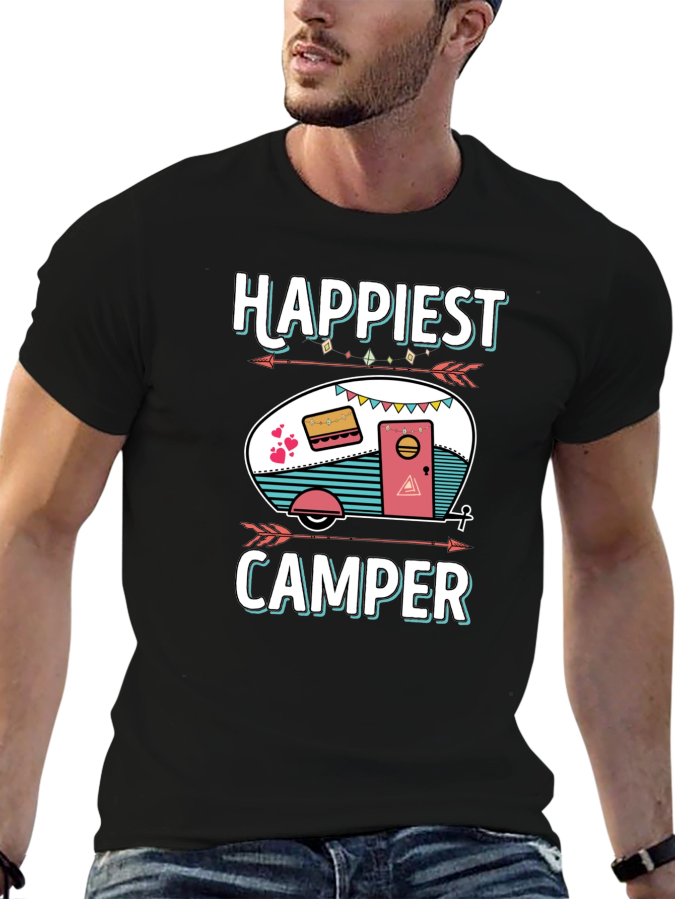 Happiest Camper Graphic T-Shirt - Camping Lover Tee