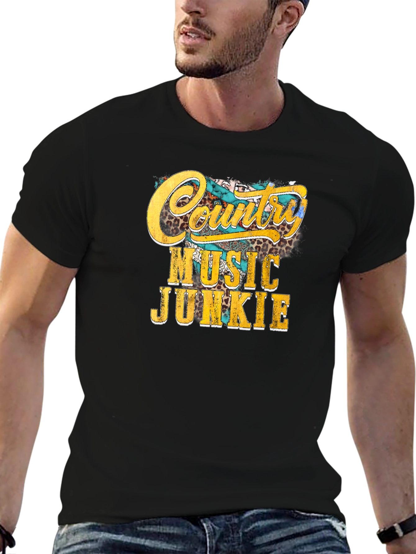 Country Music Junkie Graphic Tee - Black