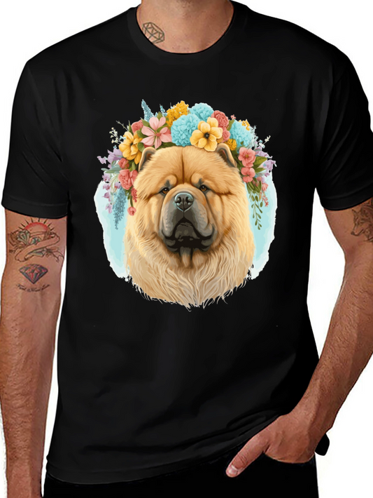 Dog with Flower Crown Mens Graphic Tee
