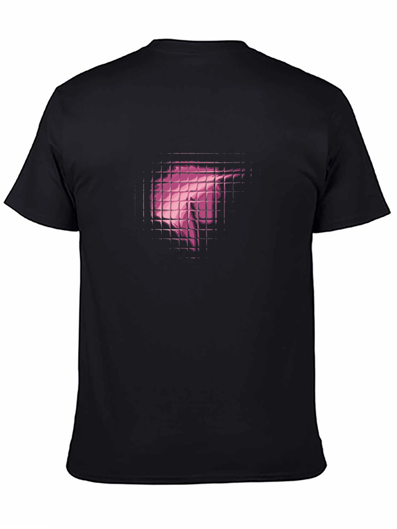 Abstract Grid Graphic Print Black T-Shirt