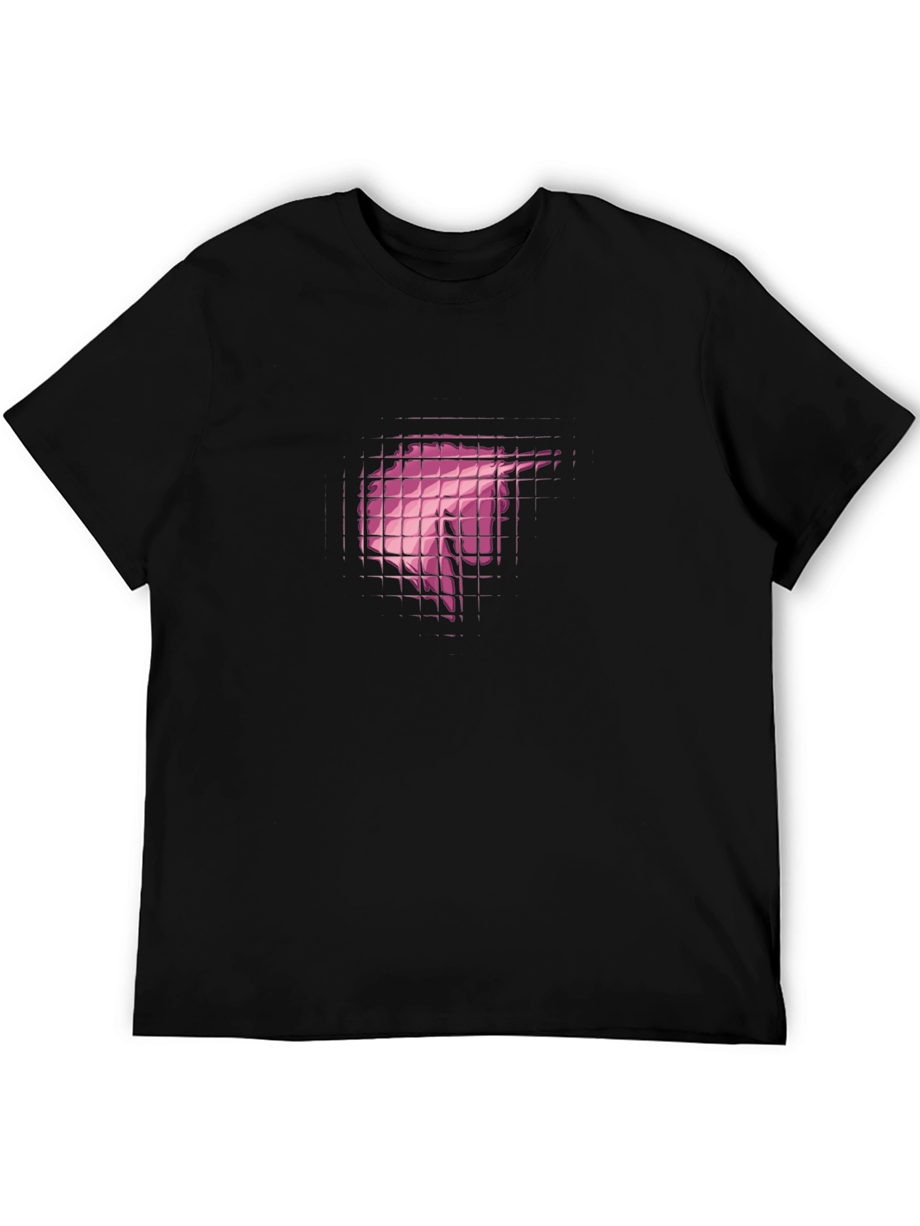 Abstract Grid Graphic Print Black T-Shirt
