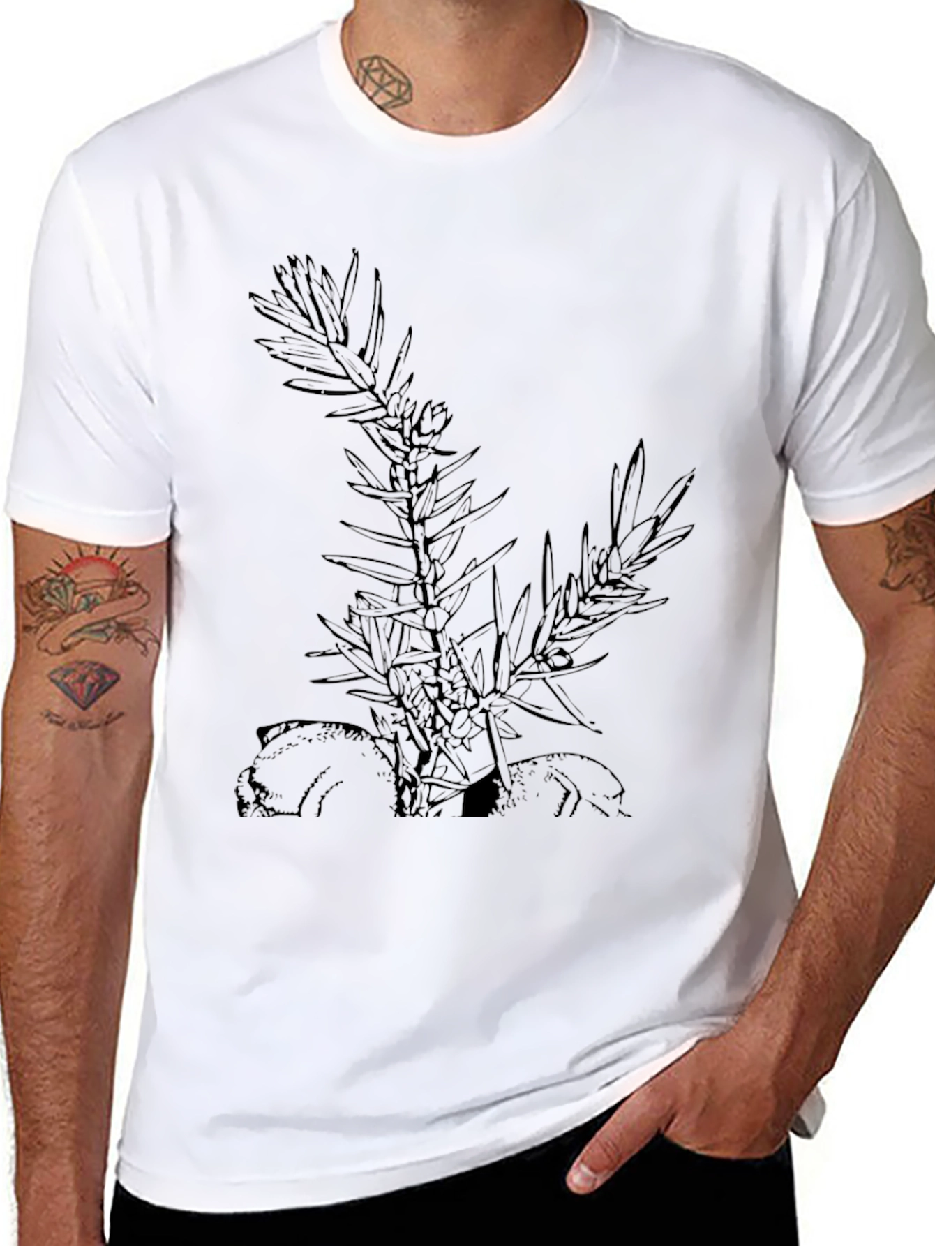 Botanical Graphic Black T-Shirt