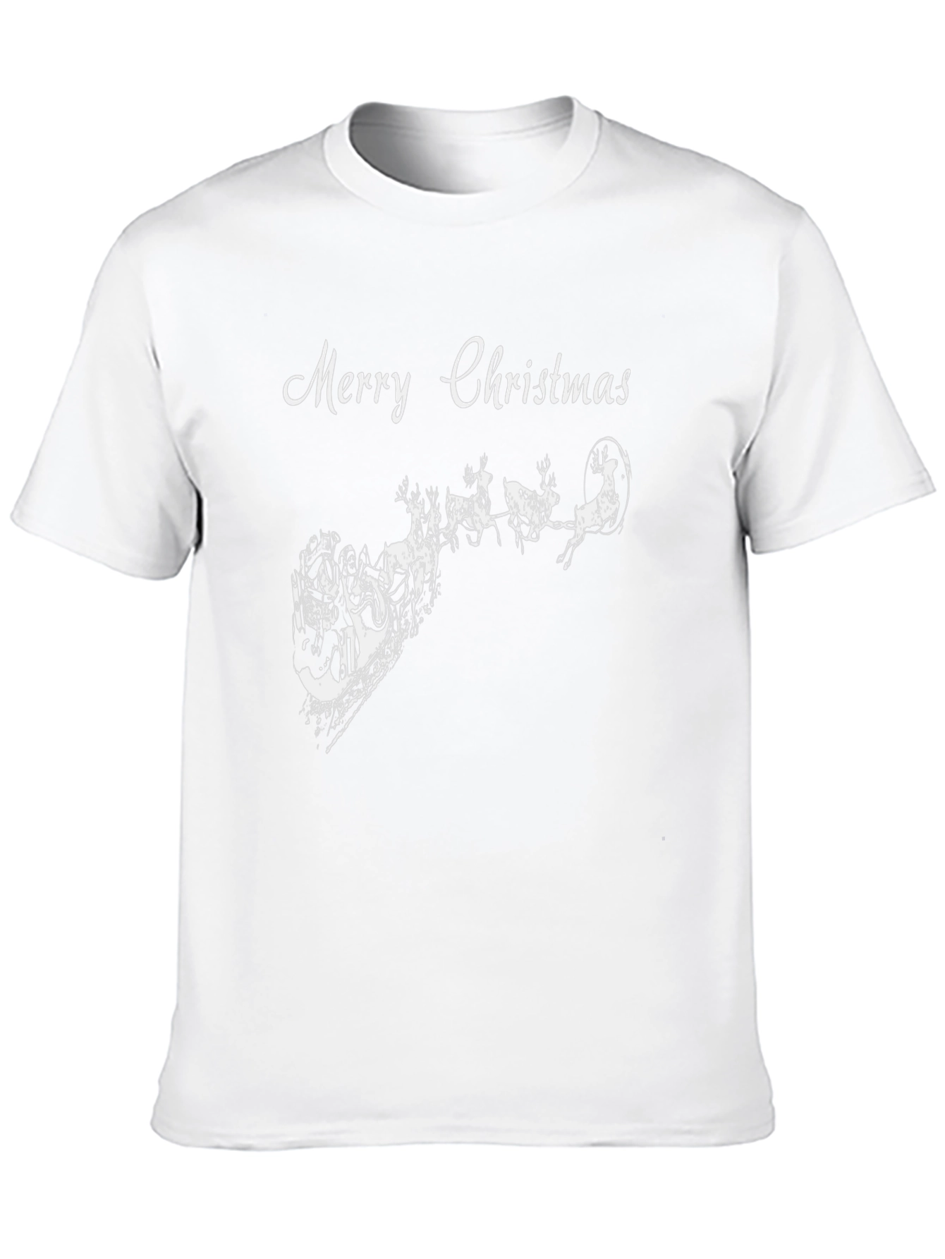 Merry Christmas Santa Reindeer Black T-Shirt