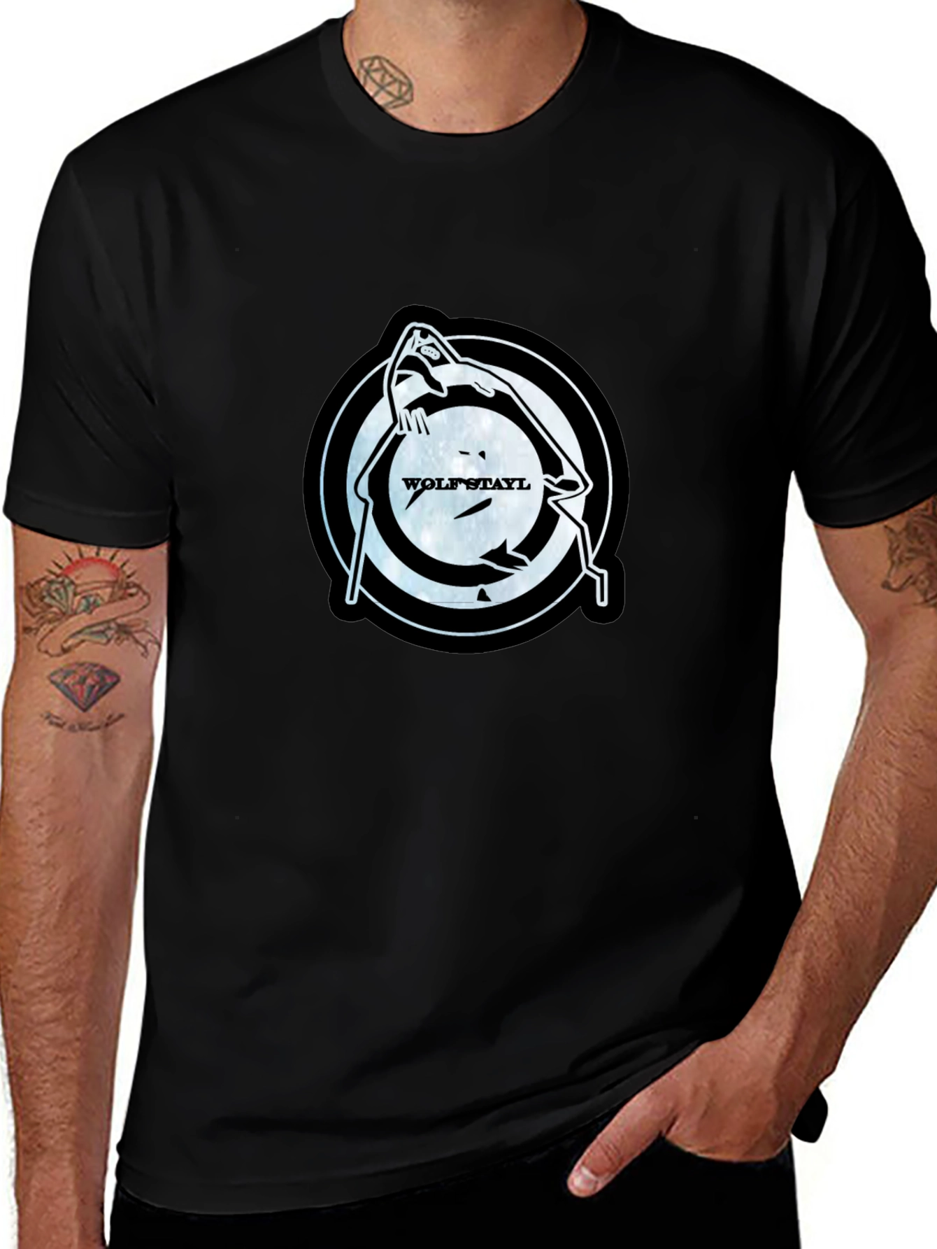 Wolfstayl Graphic Tee - Black Cotton Blend