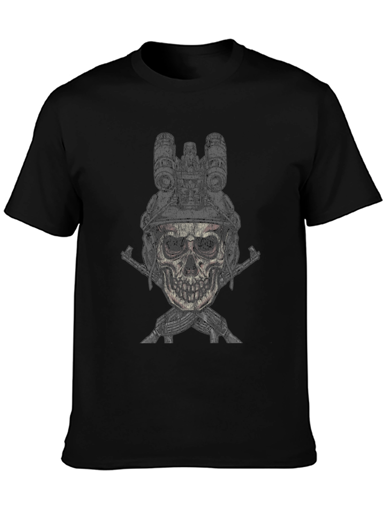 Skull Soldier Graphic Tee - Mens Black Cotton T-Shirt