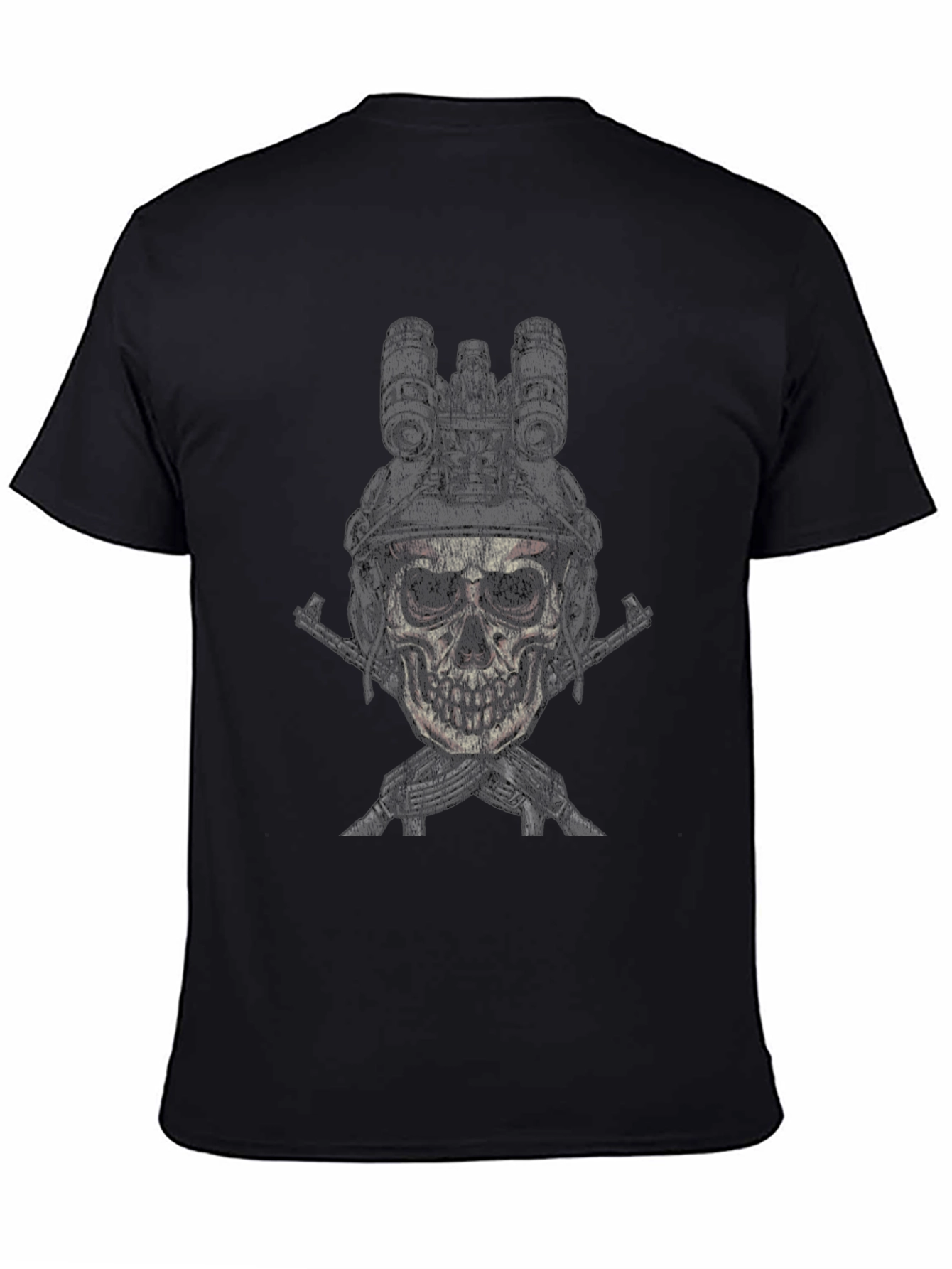 Skull Soldier Graphic Tee - Mens Black Cotton T-Shirt