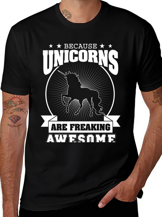 Unicorns Are Freaking Awesome Black Graphic Tee