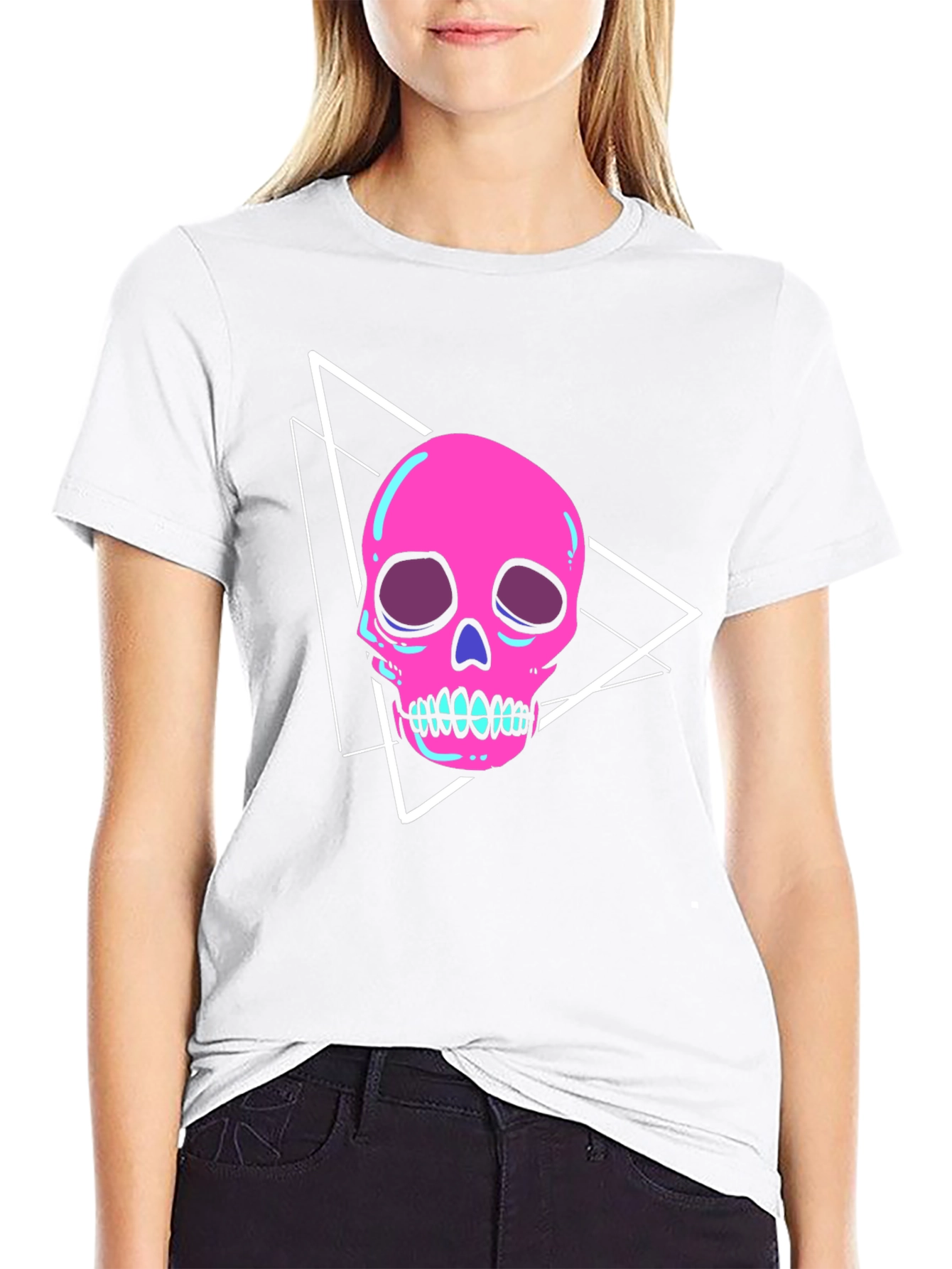Edgy Pink Skull Graphic Tee - Modern Streetwear