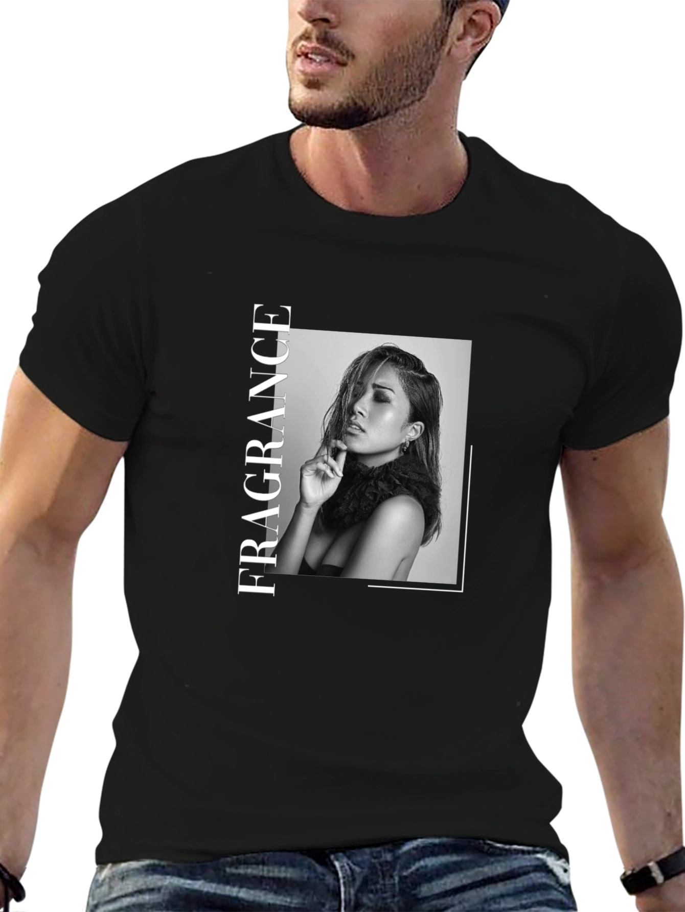 Fragrance Graphic Print Black T-Shirt