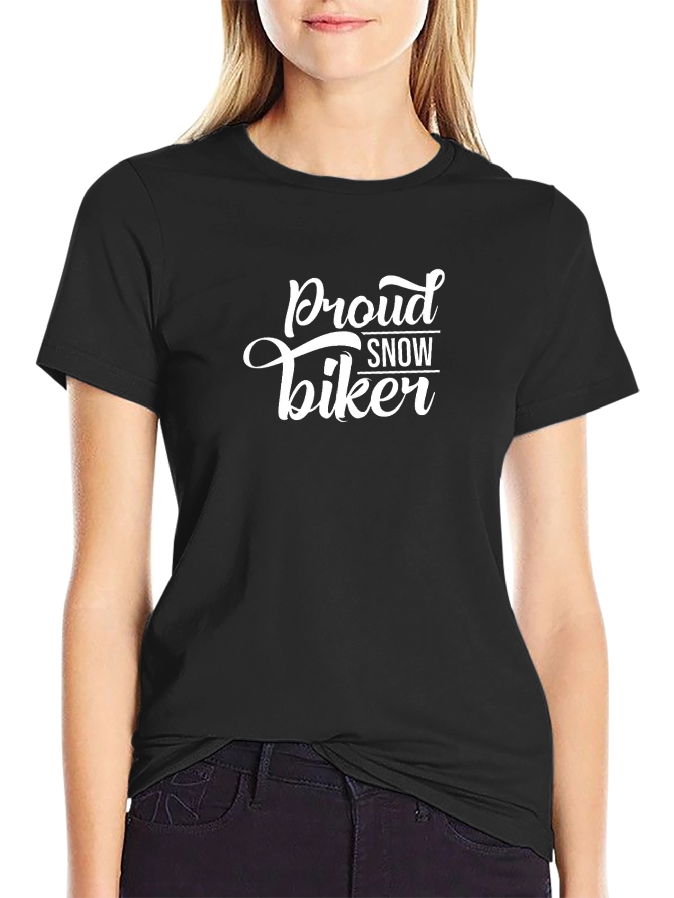 Proud Snow Biker Black Graphic Tee