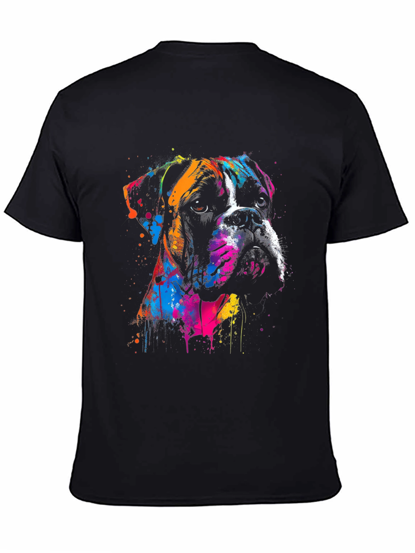 Boxer Dog Art Print Black T-Shirt