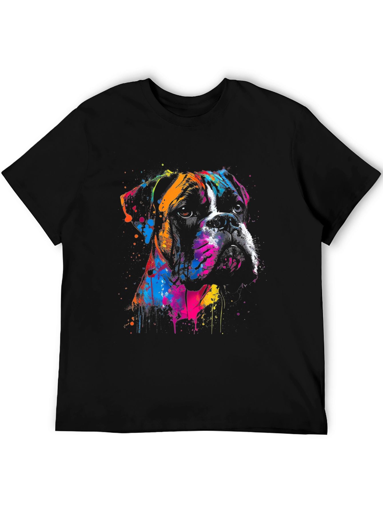 Boxer Dog Art Print Black T-Shirt