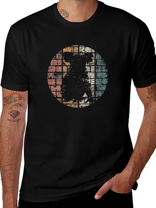 Vintage Style Dog Graphic Black T-Shirt