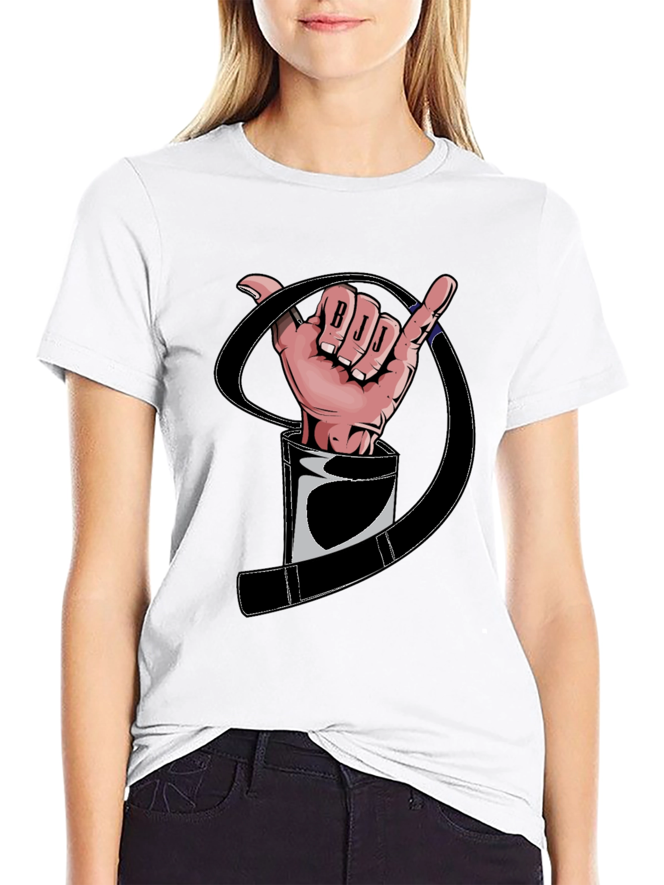 BJJ Hand Sign Black T-Shirt Jiu Jitsu Martial Arts