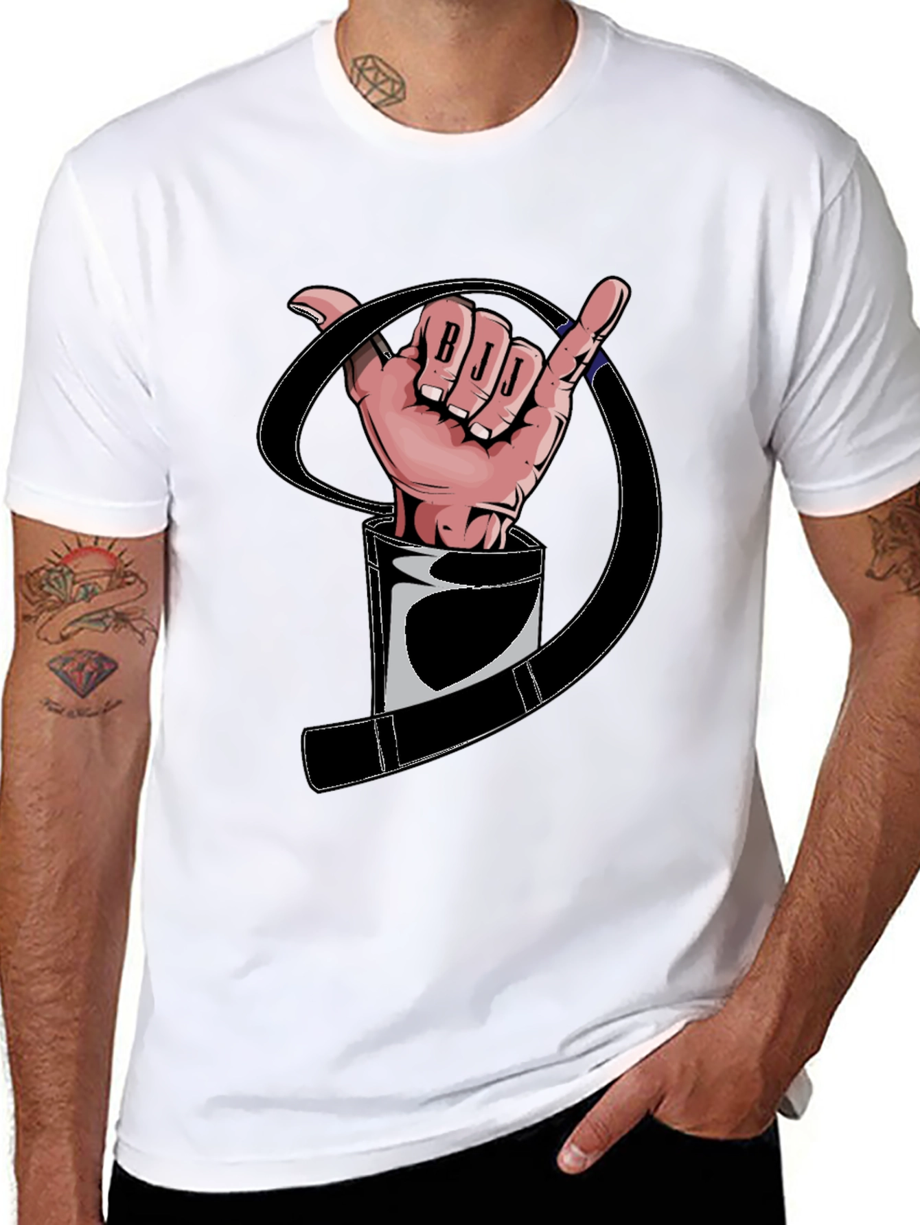 BJJ Hand Sign Black T-Shirt Jiu Jitsu Martial Arts