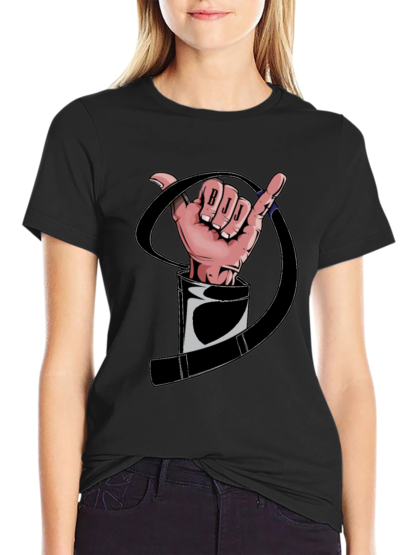 BJJ Hand Sign Black T-Shirt Jiu Jitsu Martial Arts