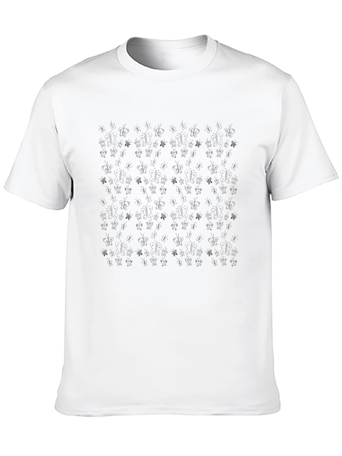 Elegant Black Floral Patterned Crew Neck T-Shirt