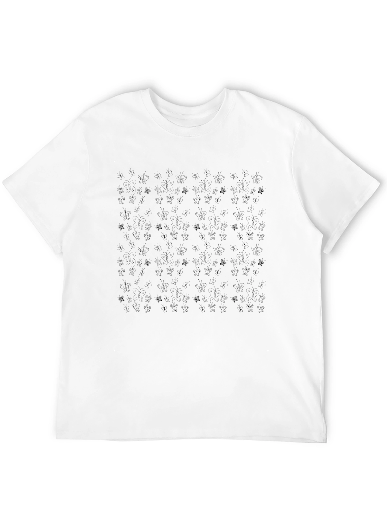 Elegant Black Floral Patterned Crew Neck T-Shirt